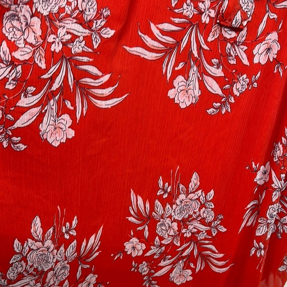 LC Lauren Conrad Red Flutter Sleeve Blouse - Picture 6 of 12